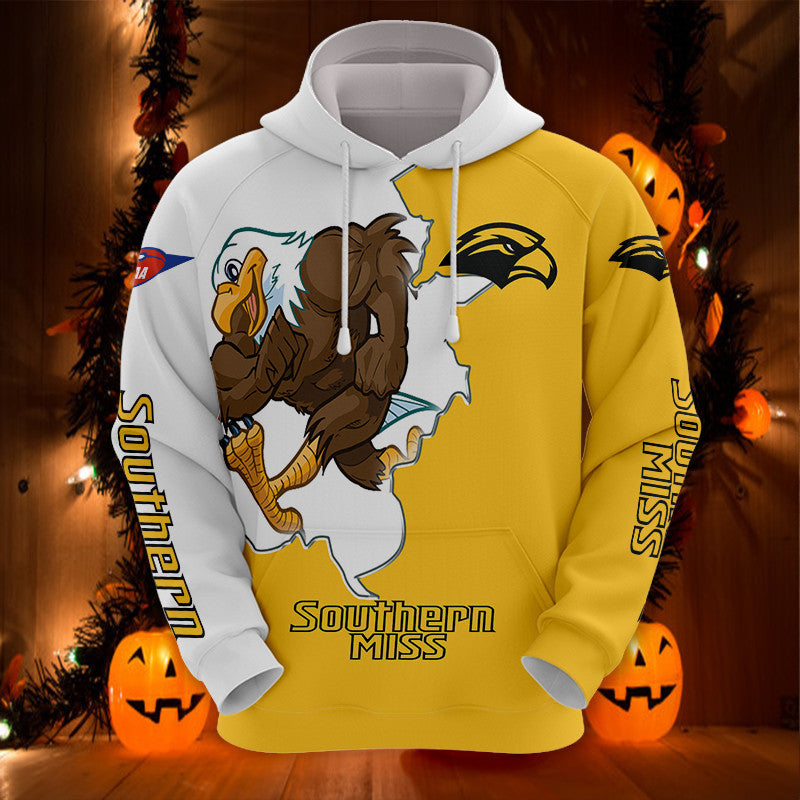 Southern Miss Golden Eagles Hoodie With Mascot Print